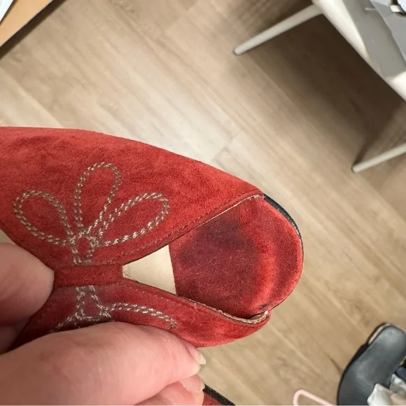 Salvatore Ferragamo Red Suede Women's Heels - Picture 9 of 10